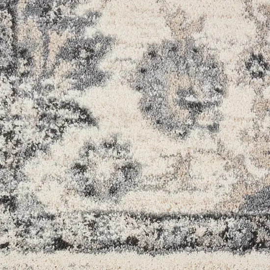 Cream and Gray Floral Distressed Area Rug Photo 9