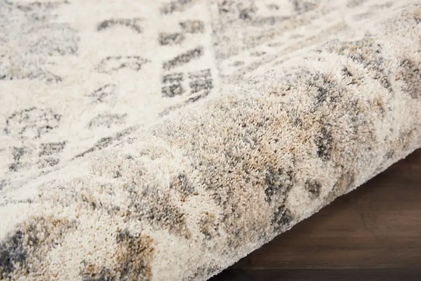 Cream and Gray Floral Distressed Area Rug Photo 9