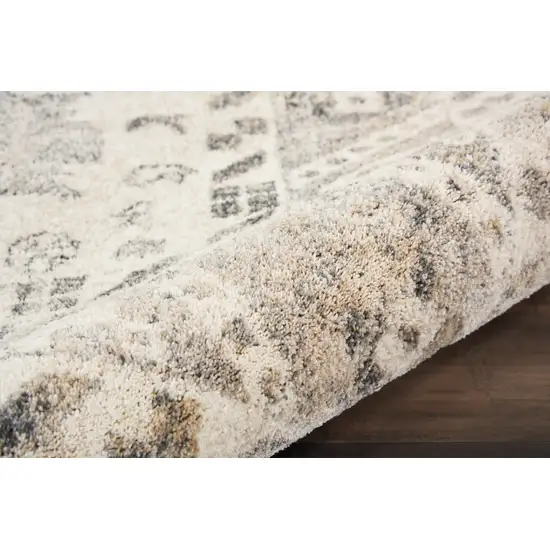 Cream and Gray Floral Distressed Area Rug Photo 7
