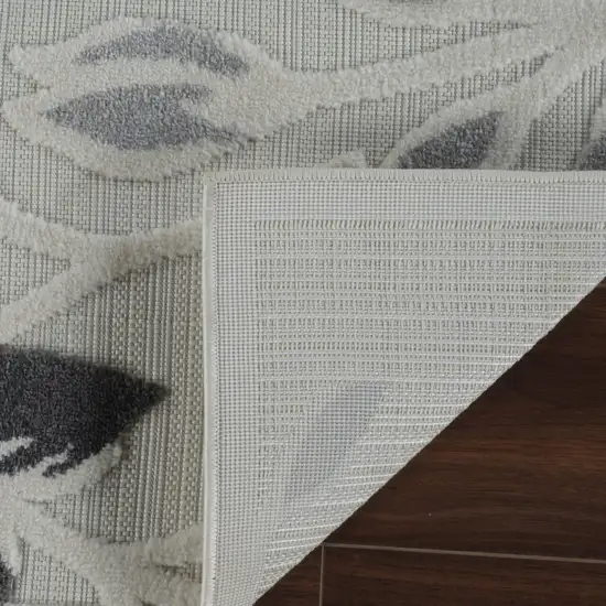 Cream And Gray Floral Distressed Indoor Outdoor Area Rug Photo 8