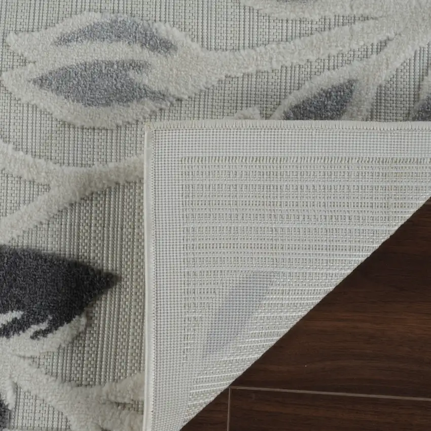 Cream And Gray Floral Distressed Indoor Outdoor Area Rug Photo 8