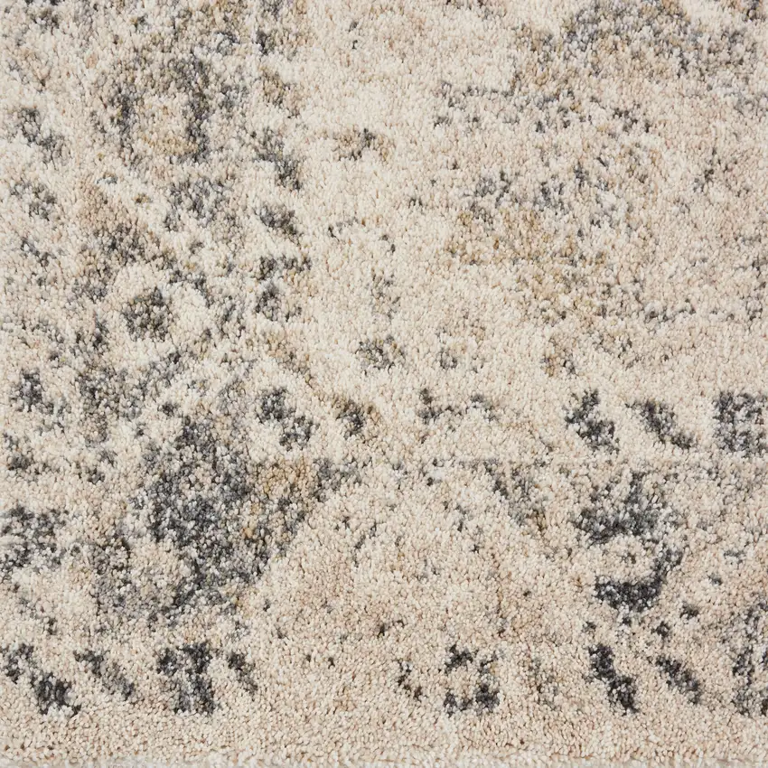 Cream and Gray Medallion Distressed Area Rug Photo 9
