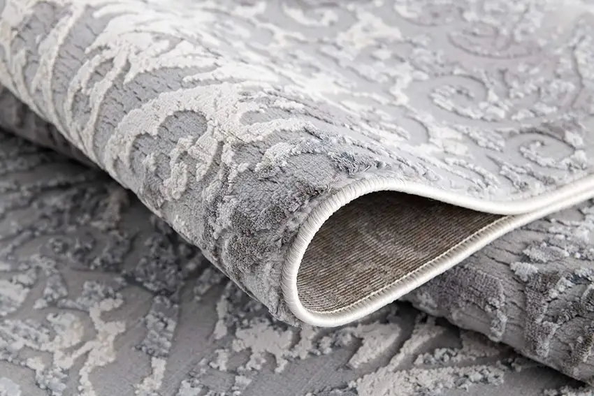 Cream and Gray Tinted Ogee Pattern Area Rug Photo 6