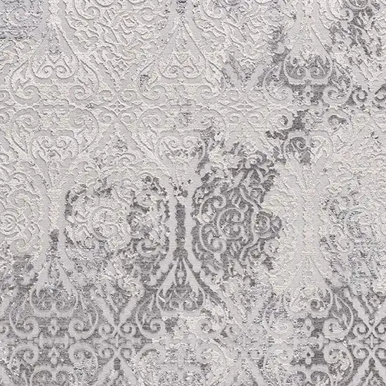 Cream And Gray Tinted Ogee Pattern Area Rug Photo 4
