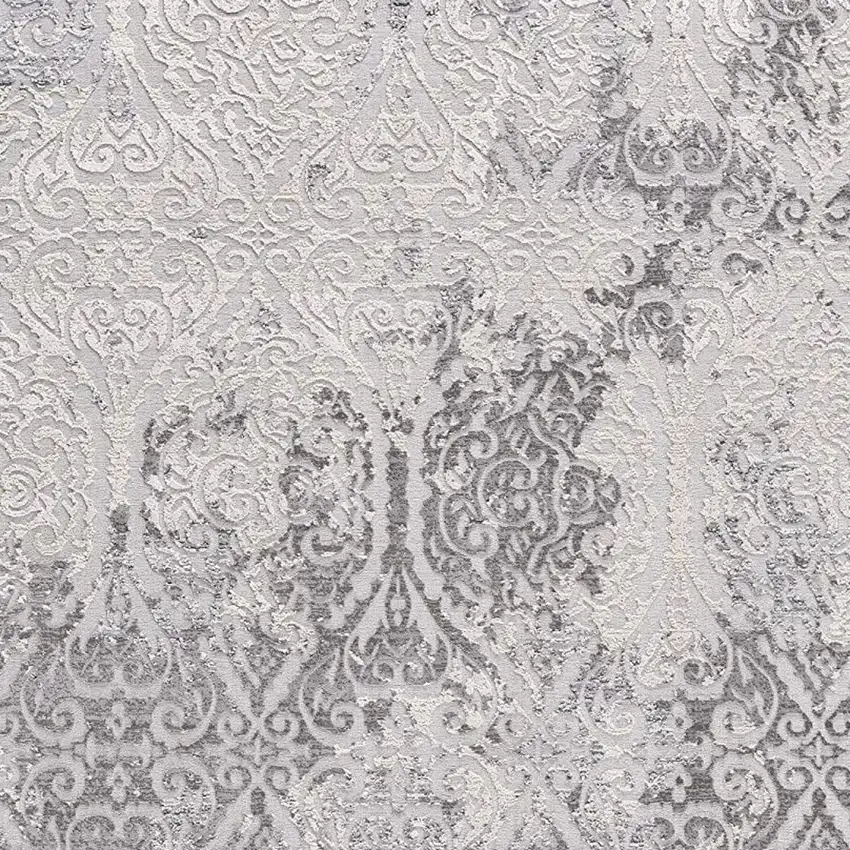 Cream And Gray Tinted Ogee Pattern Area Rug Photo 4