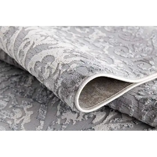 Cream And Gray Tinted Ogee Pattern Area Rug Photo 6