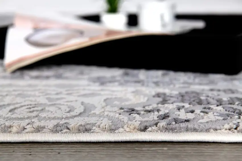 Cream And Gray Tinted Ogee Pattern Area Rug Photo 7