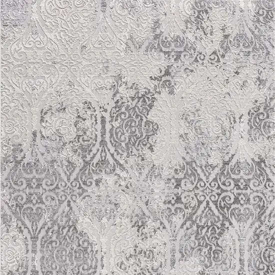 Cream And Gray Tinted Ogee Pattern Area Rug Photo 5