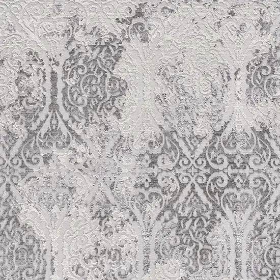 Cream And Gray Tinted Ogee Pattern Area Rug Photo 4