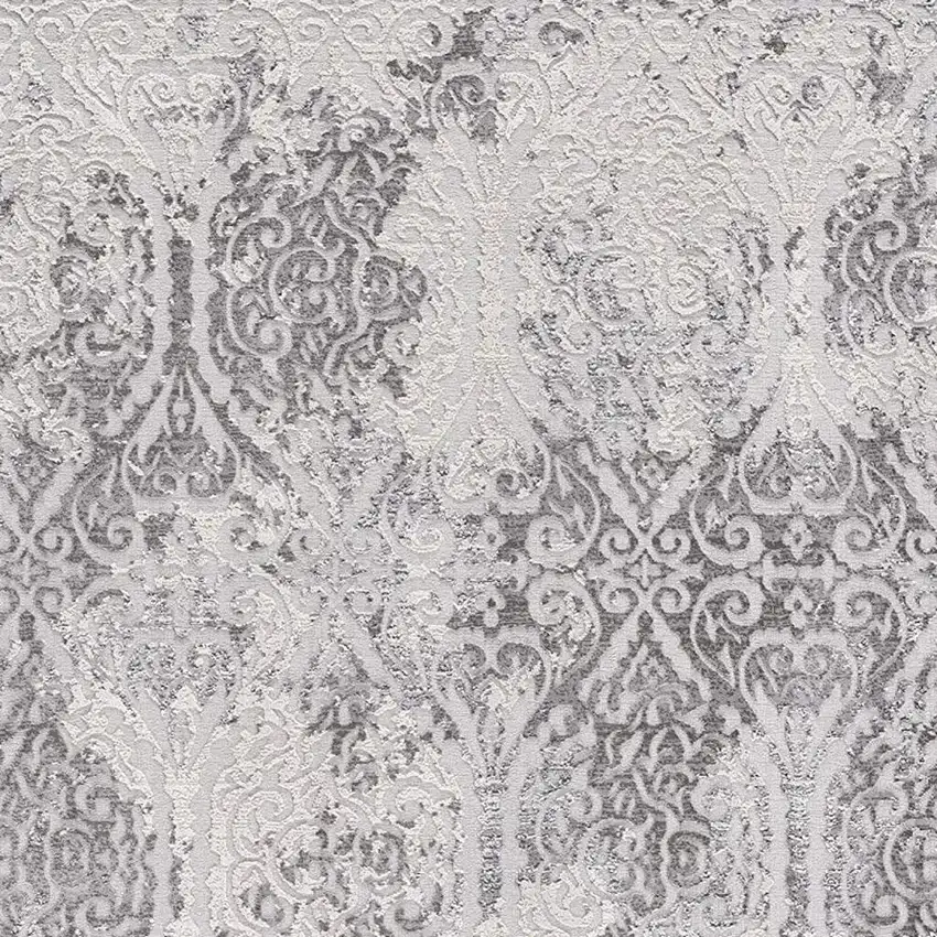 Cream And Gray Tinted Ogee Pattern Area Rug Photo 4