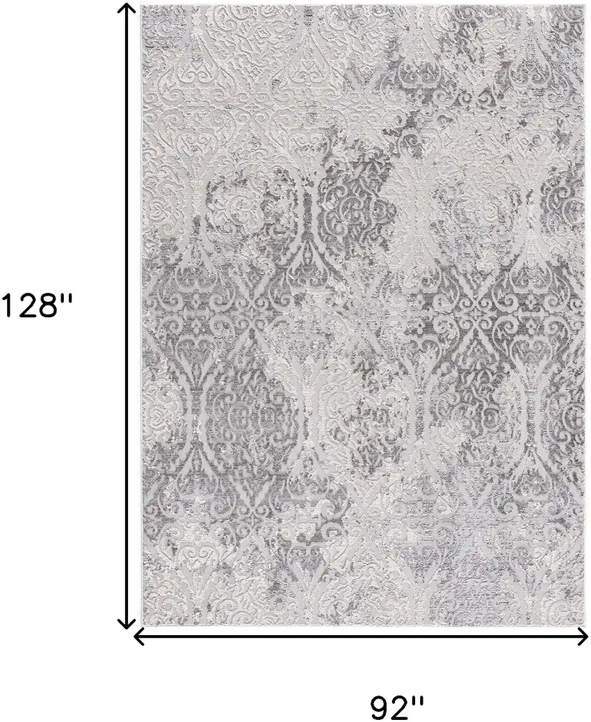 Cream And Gray Tinted Ogee Pattern Area Rug Photo 3