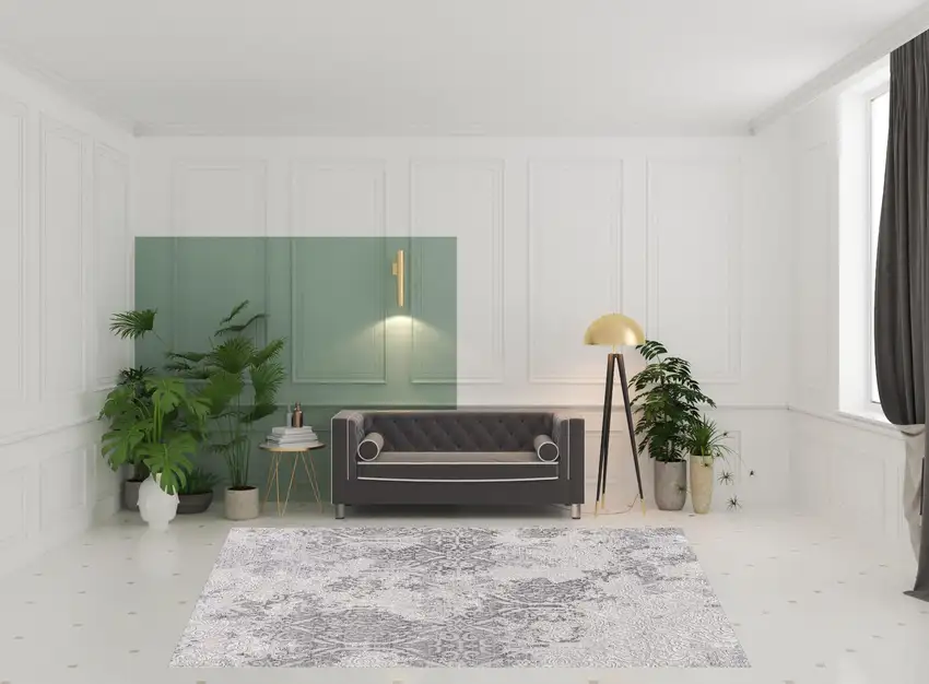 Cream and Gray Tinted Ogee Pattern Area Rug Photo 7