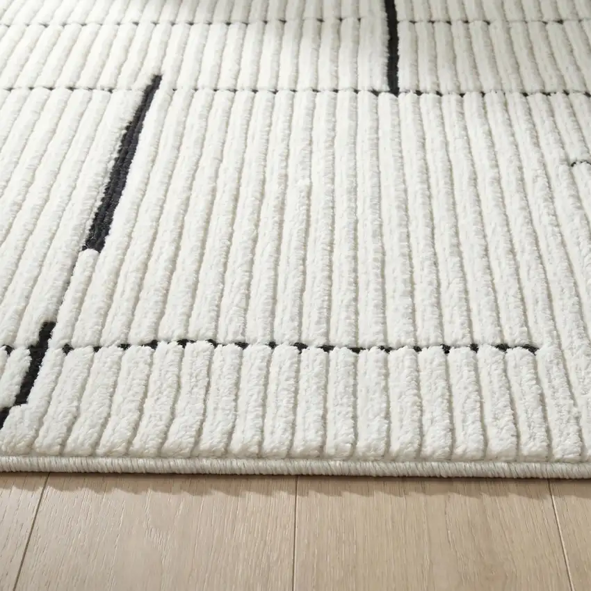 Cream and Green Abstract Distressed Area Rug Photo 4
