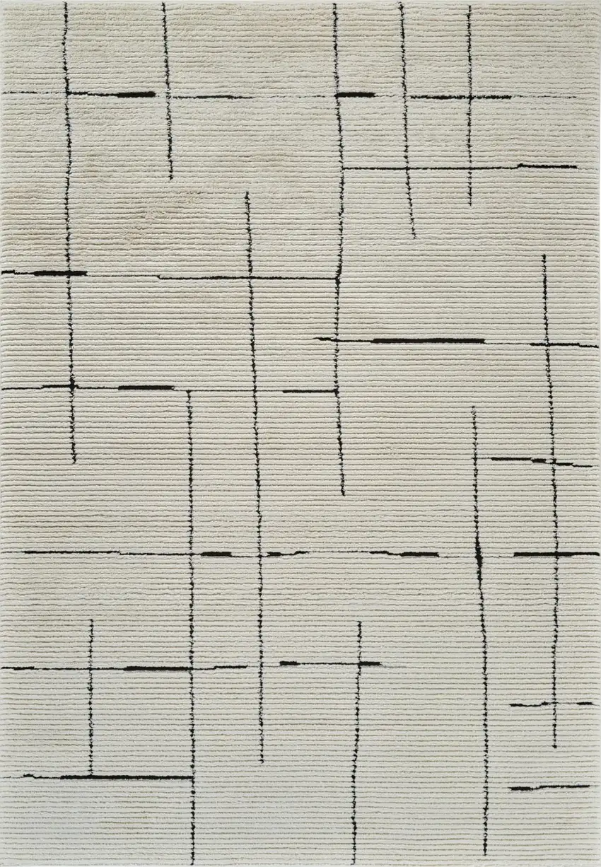 Cream and Green Abstract Distressed Area Rug Photo 2
