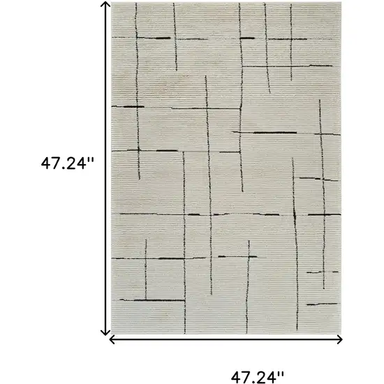 Cream and Green Abstract Distressed Area Rug Photo 5