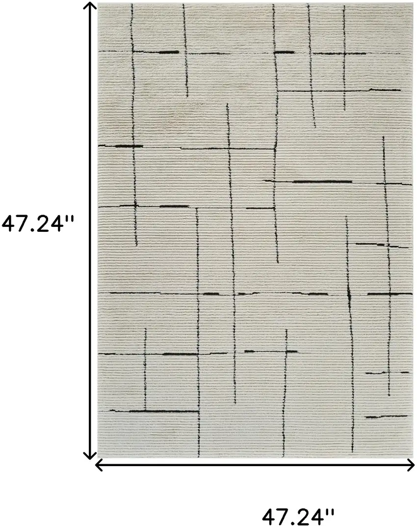 Cream and Green Abstract Distressed Area Rug Photo 5