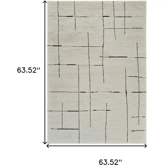 Cream and Green Abstract Distressed Area Rug Photo 5