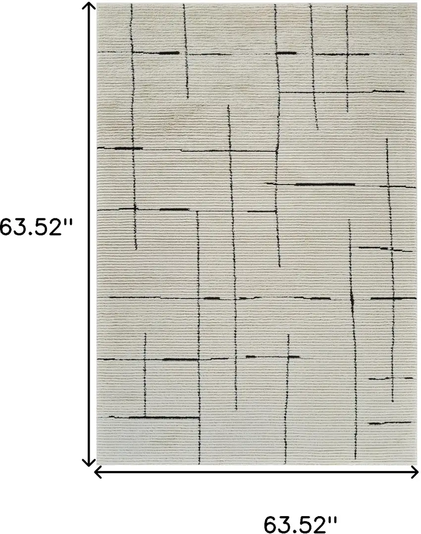 Cream and Green Abstract Distressed Area Rug Photo 5