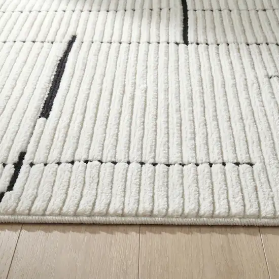 Cream and Green Abstract Distressed Area Rug Photo 4