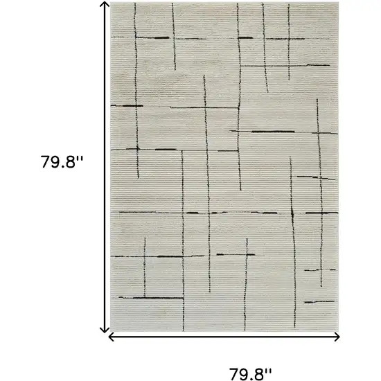 Cream and Green Abstract Distressed Area Rug Photo 5