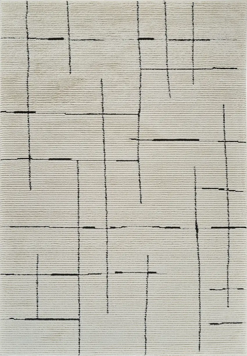 Cream and Green Abstract Distressed Area Rug Photo 1