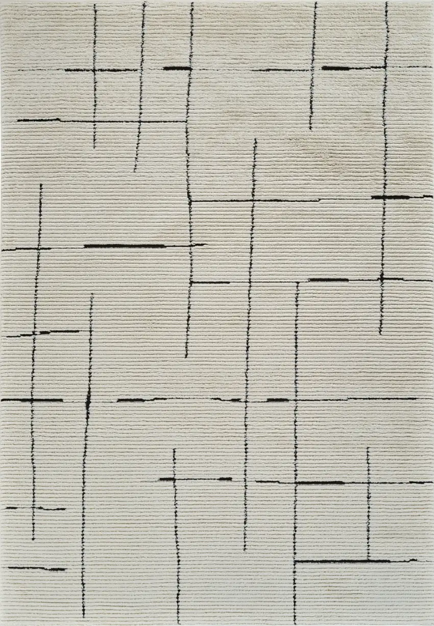 Cream and Green Abstract Distressed Area Rug Photo 4