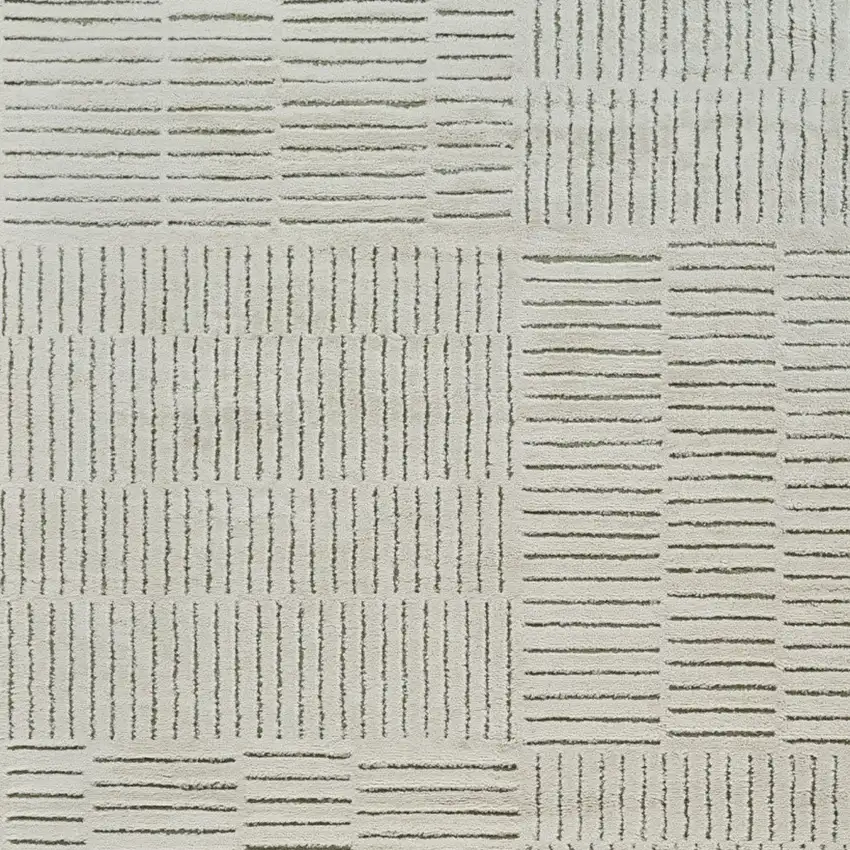 Cream and Green Abstract Distressed Area Rug Photo 4