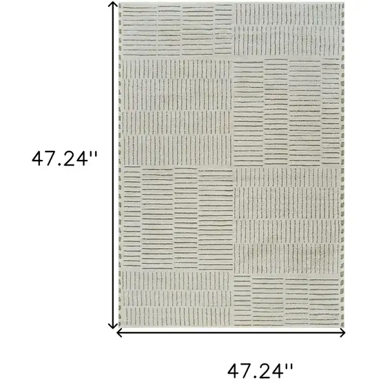 Cream and Green Abstract Distressed Area Rug Photo 5