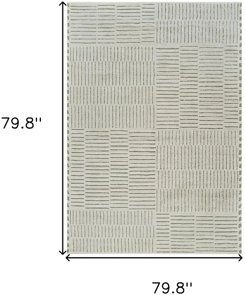 Cream and Green Abstract Distressed Area Rug Photo 5