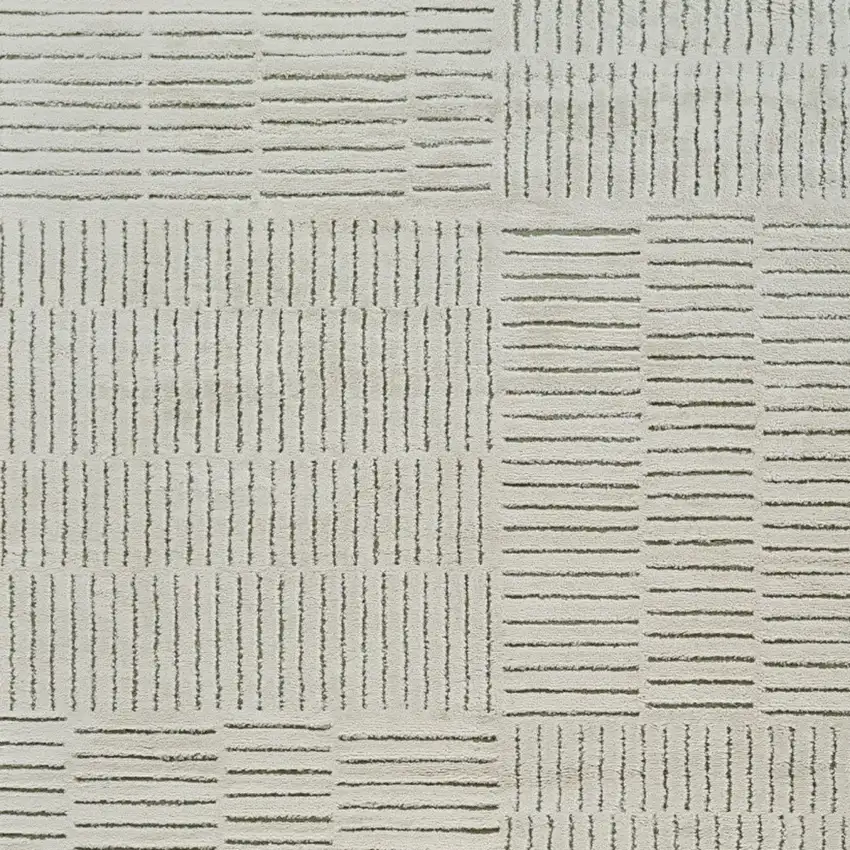 Cream and Green Abstract Distressed Area Rug Photo 4