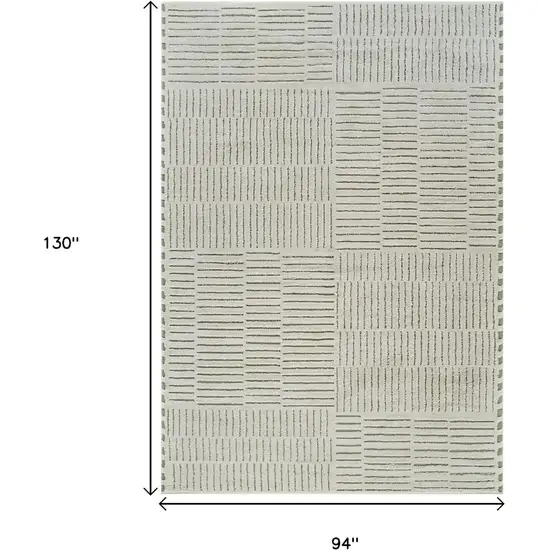 Cream And Green Abstract Distressed Area Rug Photo 5