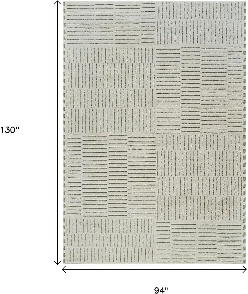 Cream And Green Abstract Distressed Area Rug Photo 5