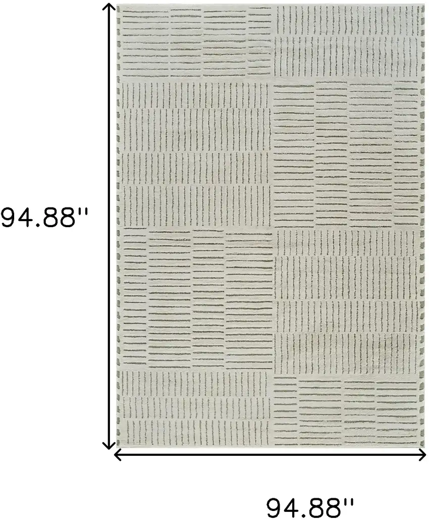 Cream and Green Abstract Distressed Area Rug Photo 6