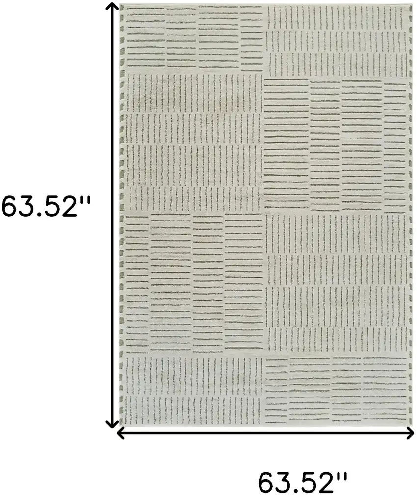 Cream and Green Abstract Worn Faded Area Rug Photo 5