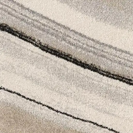 Cream and Tan Abstract Marble Area Rug Photo 3