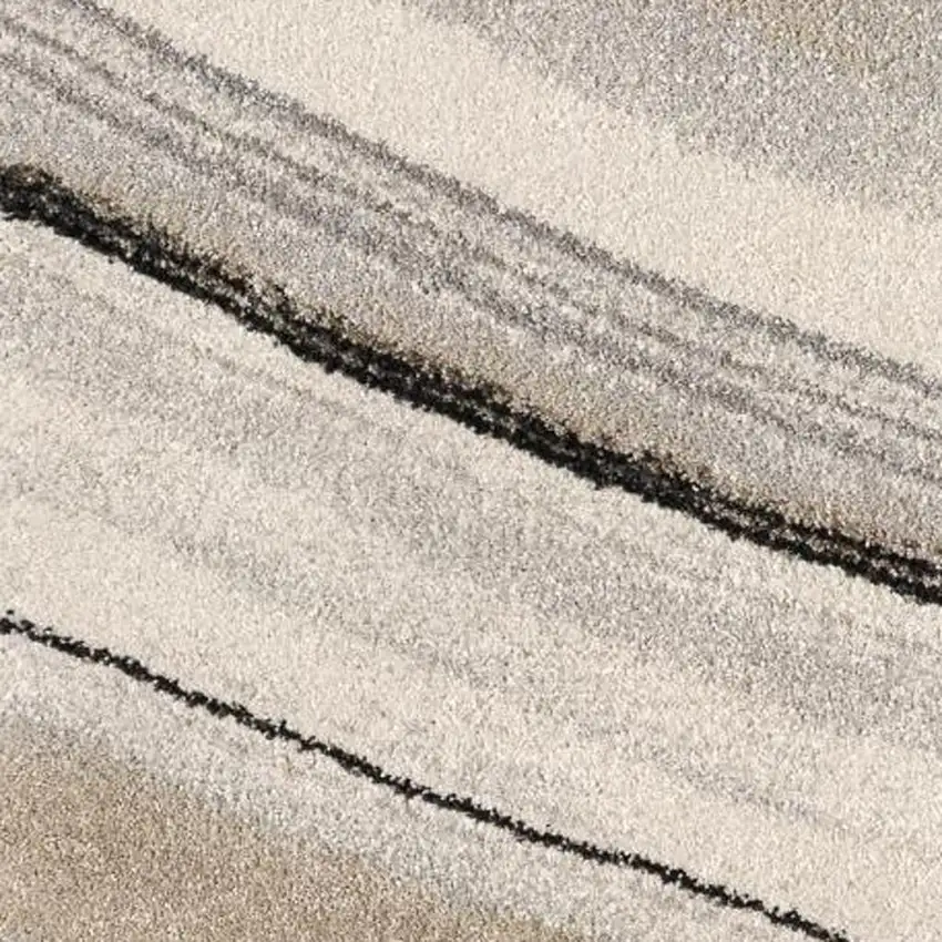 Cream and Tan Abstract Marble Area Rug Photo 3