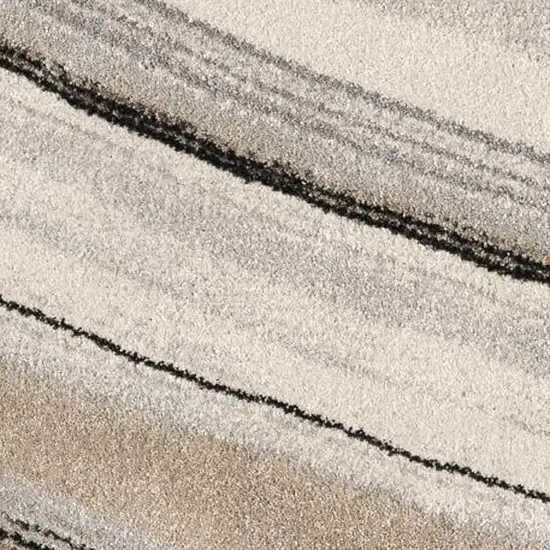 Cream and Tan Abstract Marble Area Rug Photo 5