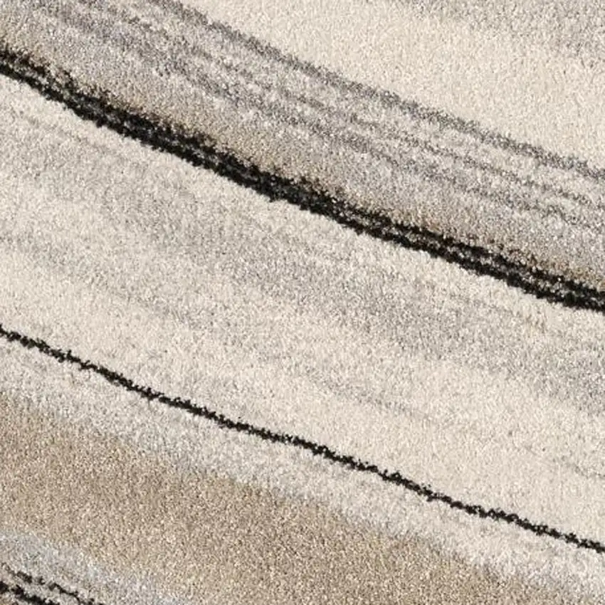 Cream and Tan Abstract Marble Area Rug Photo 5