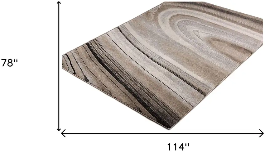 7' x 10' Cream and Tan Abstract Marble Area Rug Photo 6