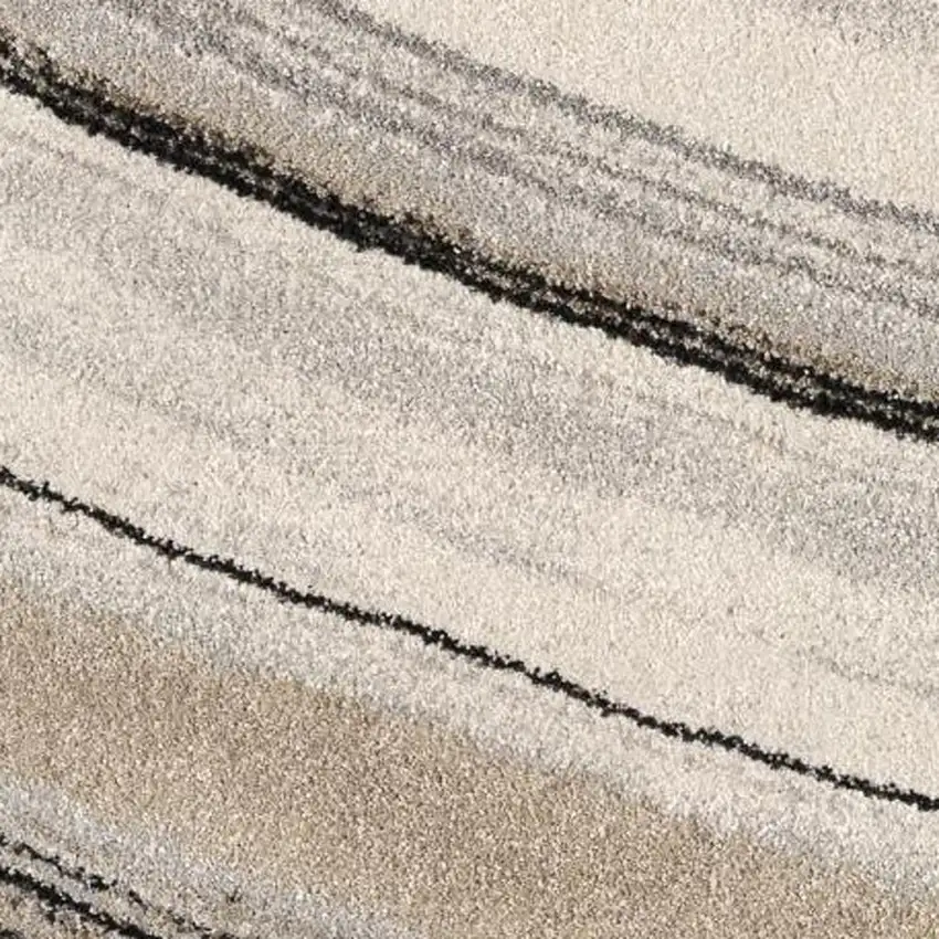 Cream and Tan Abstract Marble Area Rug Photo 5