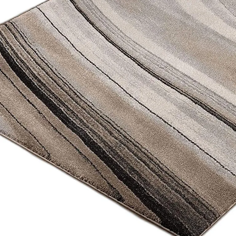 Cream and Tan Abstract Marble Area Rug Photo 5