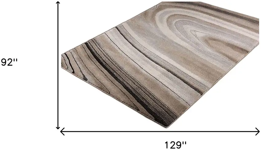 8' x 11' Cream and Tan Abstract Marble Area Rug Photo 6