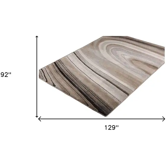 8' x 11' Cream and Tan Abstract Marble Area Rug Photo 6