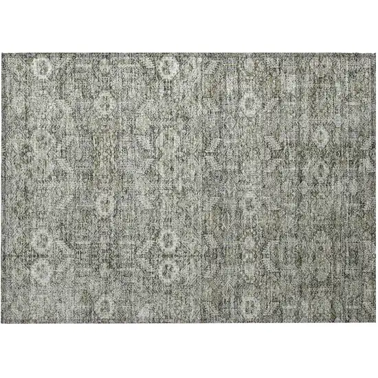 Cream and Tan Floral Washable Non Skid Indoor Outdoor Area Rug Photo 5