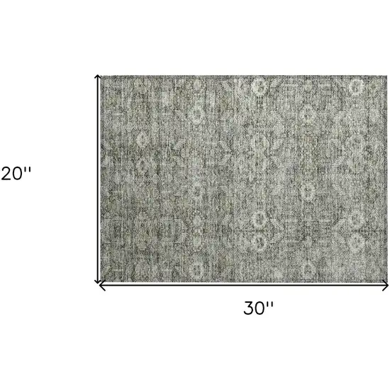Cream and Tan Floral Washable Non Skid Indoor Outdoor Area Rug Photo 3