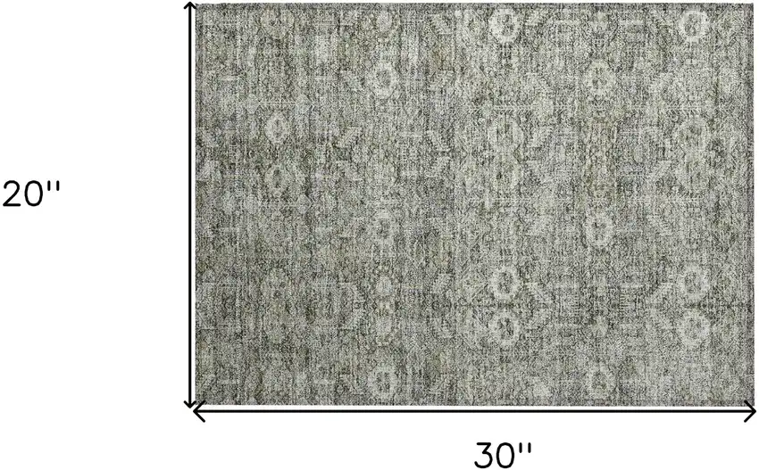 Cream and Tan Floral Washable Non Skid Indoor Outdoor Area Rug Photo 3