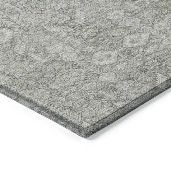 Cream and Tan Floral Washable Non Skid Indoor Outdoor Area Rug Photo 6