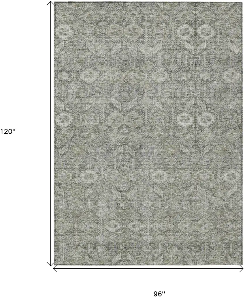 Cream and Tan Floral Washable Non Skid Indoor Outdoor Area Rug Photo 3