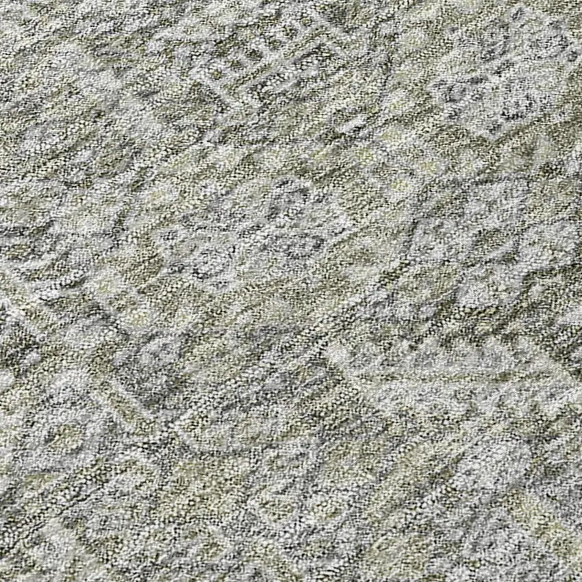 Cream and Tan Floral Washable Non Skid Indoor Outdoor Area Rug Photo 8