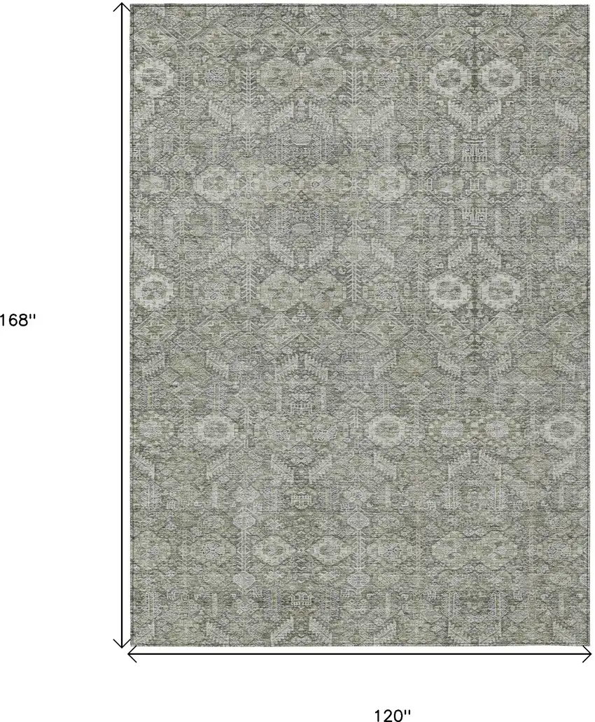 Cream and Tan Floral Washable Non Skid Indoor Outdoor Area Rug Photo 3